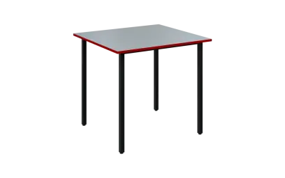 JSB 80N Jídelní stůl 800 x 800 mm, deska šedá s hranou červená flamengo / podnož černá